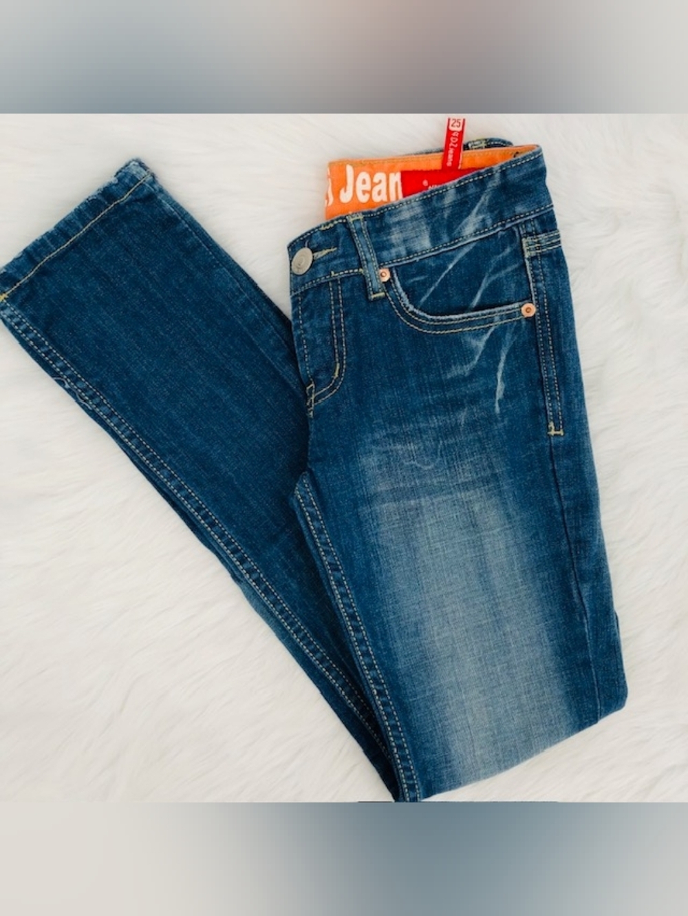 YDL Vintage Yidoulizi Y2K Distressed Denim Jeans Low Rise Size 25 x 29"